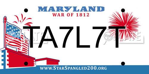 TA7L7T Maryland License Plate