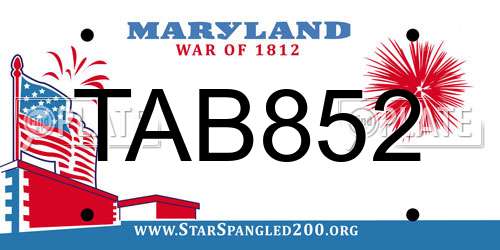 TAB852 Maryland License Plate