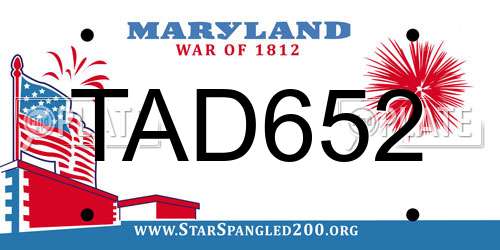 TAD652 Maryland License Plate