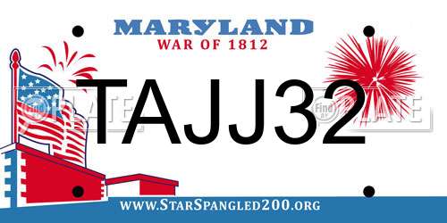 TAJJ32 Maryland License Plate