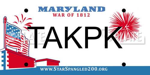 TAKPK Maryland License Plate