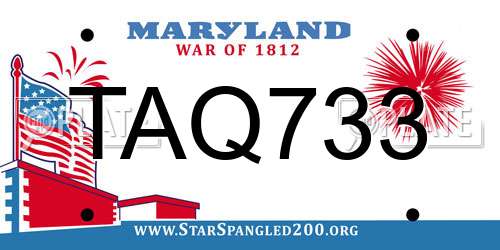 TAQ733 Maryland License Plate