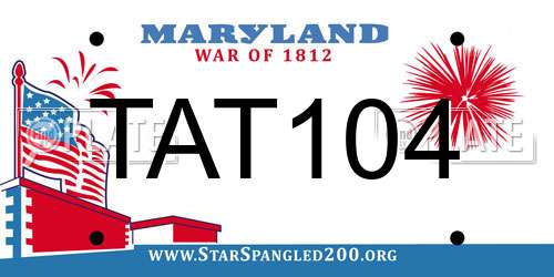 TAT104 Maryland License Plate