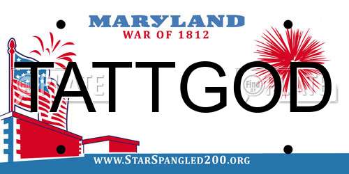 TATTGOD Maryland License Plate