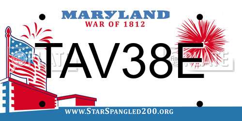 TAV38E Maryland License Plate