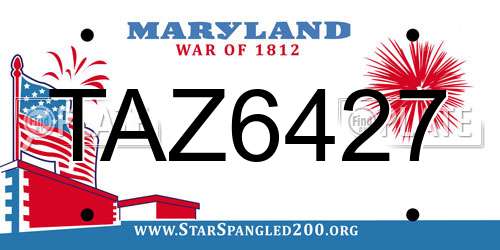 TAZ6427 Maryland License Plate