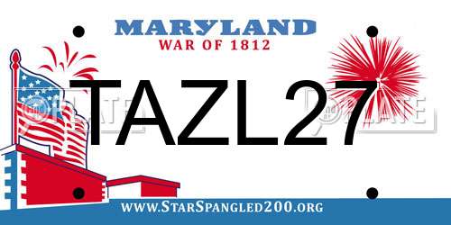 TAZL27 Maryland License Plate
