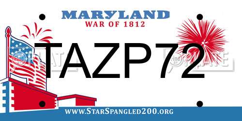 TAZP72 Maryland License Plate