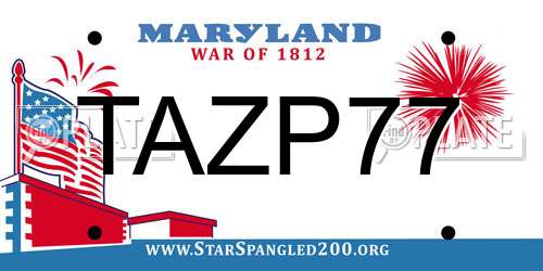 TAZP77 Maryland License Plate