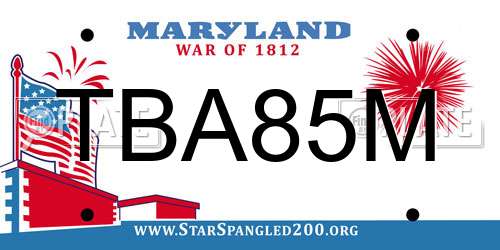 TBA85M Maryland License Plate