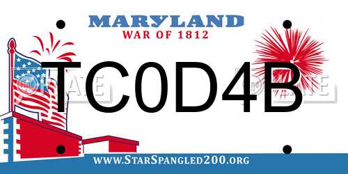 TC0D4B Maryland License Plate