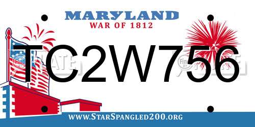 TC2W756 Maryland License Plate