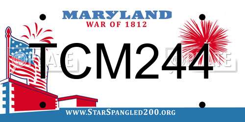 TCM244 Maryland License Plate