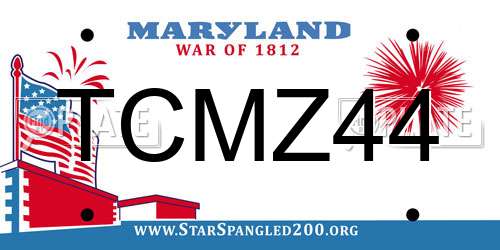 TCMZ44 Maryland License Plate