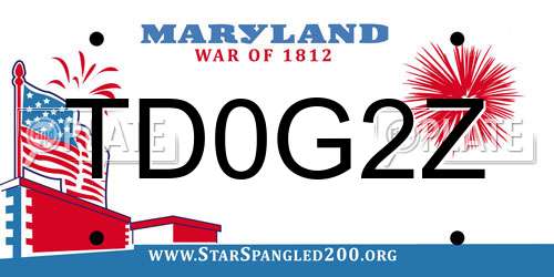 TD0G2Z Maryland License Plate