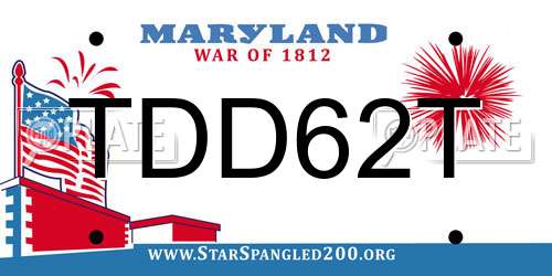 TDD62T Maryland License Plate