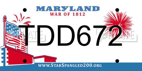 TDD672 Maryland License Plate