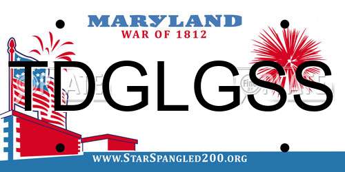 TDGLGSS Maryland License Plate