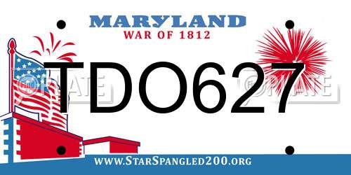 TDO627 Maryland License Plate