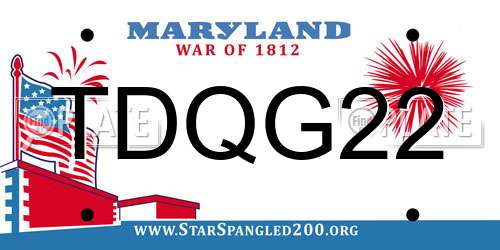 TDQG22 Maryland License Plate