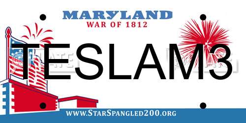 TESLAM3 Maryland License Plate