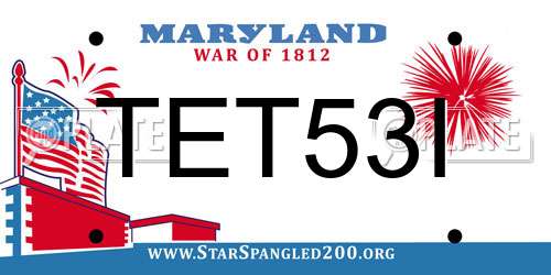 TET53I Maryland License Plate
