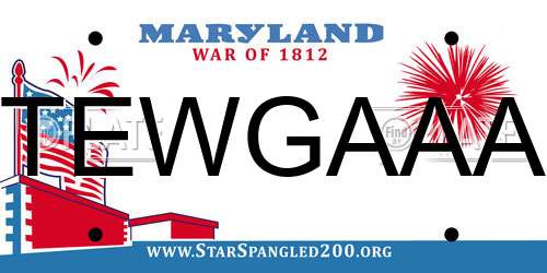 TEWGAAA Maryland License Plate
