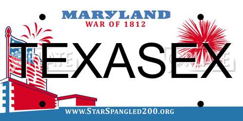 TEXASEX Maryland License Plate
