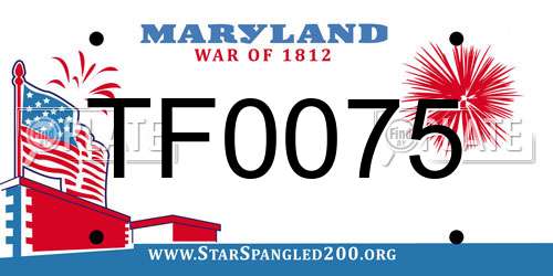 TF0075 Maryland License Plate