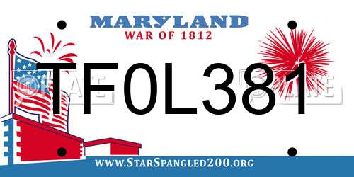 TF0L381 Maryland License Plate