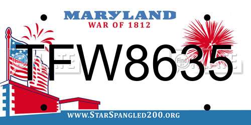 TFW8635 Maryland License Plate