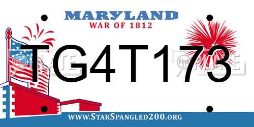 TG4T173 Maryland License Plate