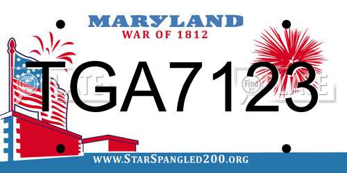 TGA7123 Maryland License Plate