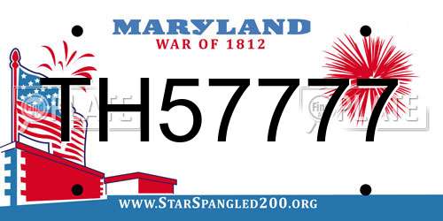 TH57777 Maryland License Plate