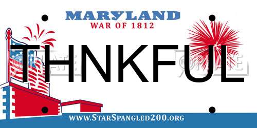 THNKFUL Maryland License Plate