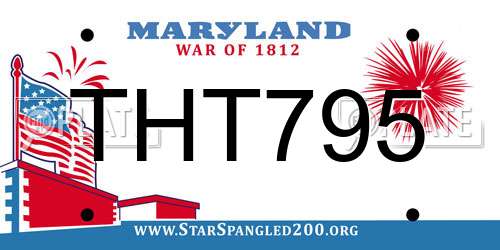 THT795 Maryland License Plate