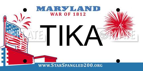 TIKA Maryland License Plate