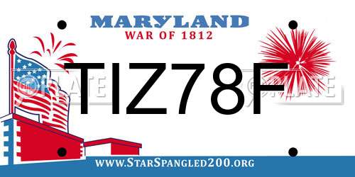 TIZ78F Maryland License Plate
