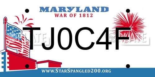 TJ0C4F Maryland License Plate