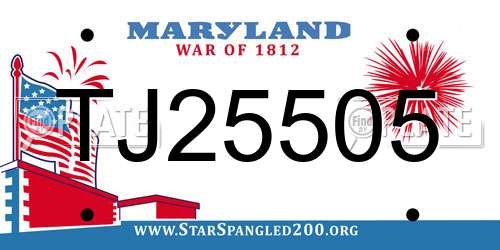 TJ25505 Maryland License Plate