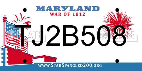 TJ2B508 Maryland License Plate
