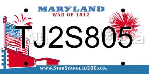TJ2S805 Maryland License Plate