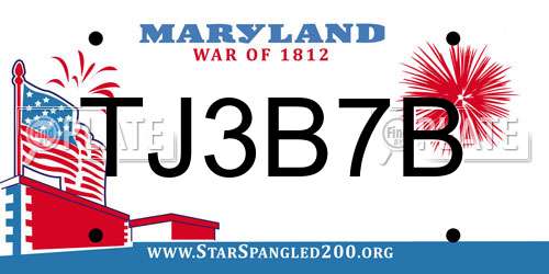 TJ3B7B Maryland License Plate