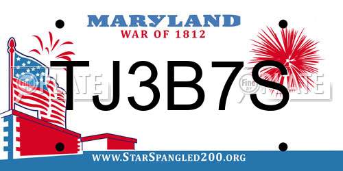 TJ3B7S Maryland License Plate