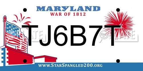 TJ6B7T Maryland License Plate