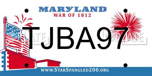 TJBA97 Maryland License Plate