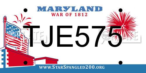 TJE575 Maryland License Plate