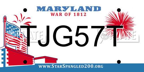TJG57T Maryland License Plate