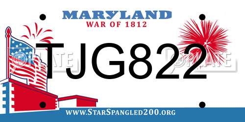 TJG822 Maryland License Plate