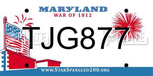 TJG877 Maryland License Plate